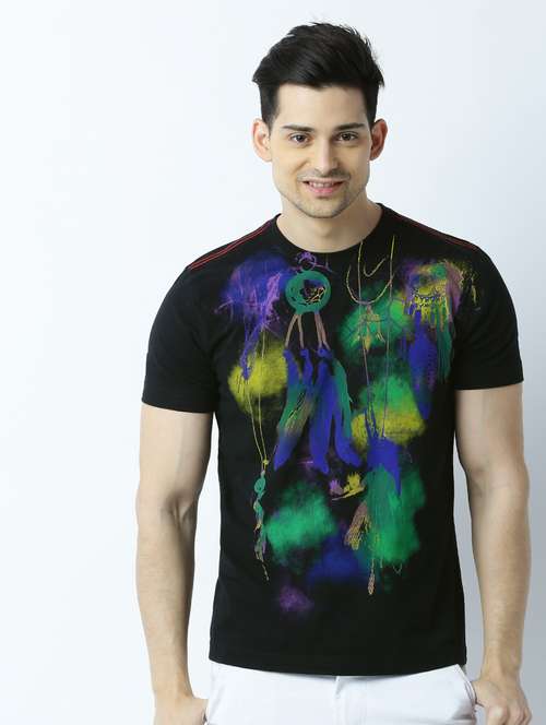 men round neck front print t-shirt - 19649420 - Standard Image - 0