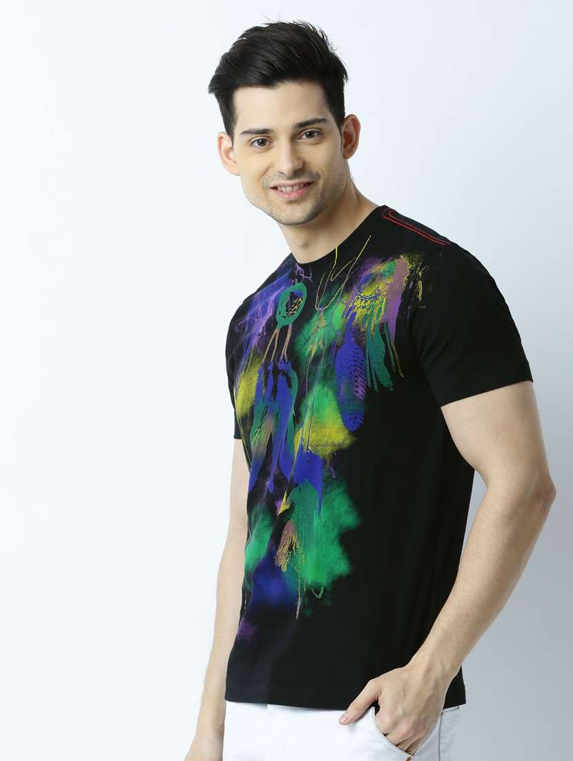 men round neck front print t-shirt - 19649420 - Standard Image - 1