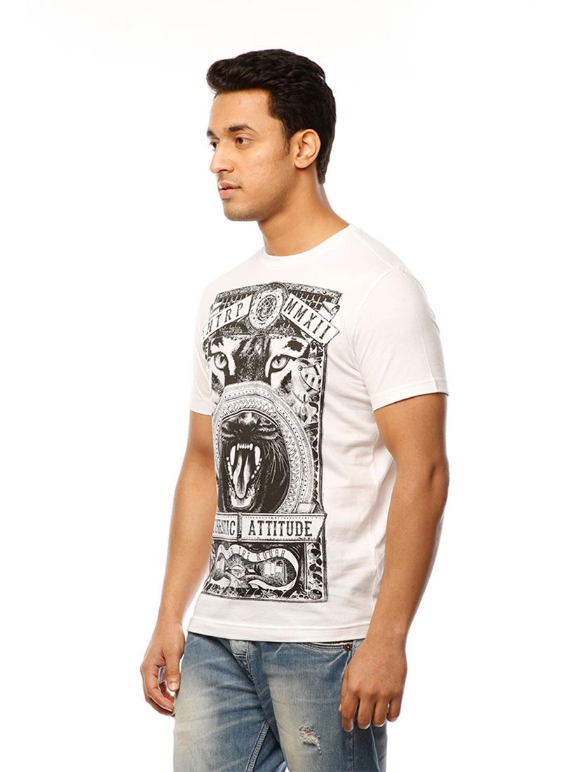 men round neck front print t-shirt - 19649469 - Standard Image - 1