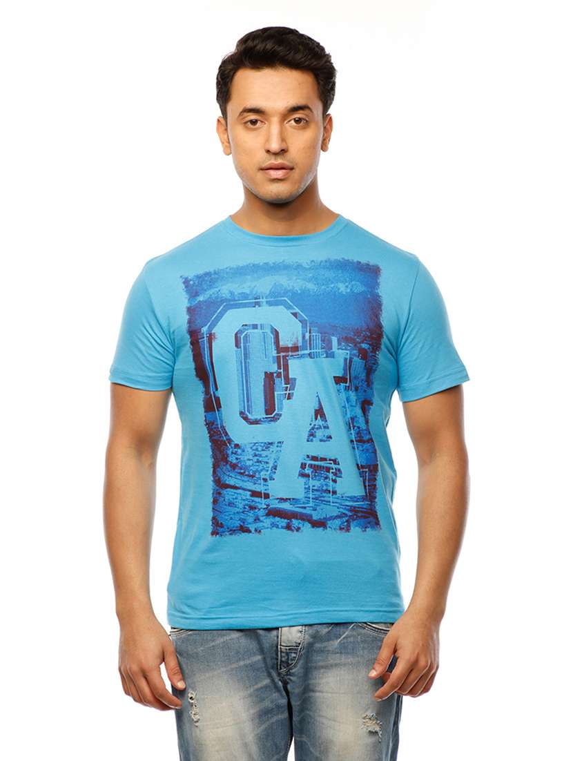 men round neck front print t-shirt