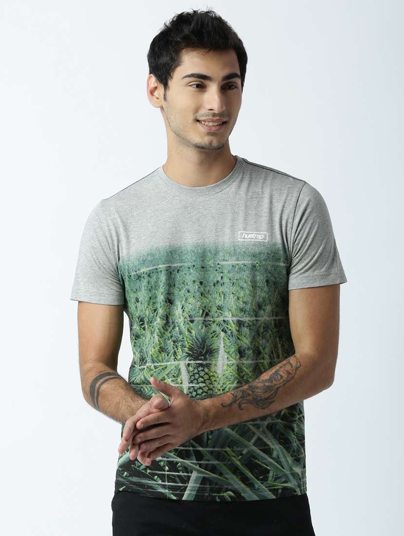 men front print short sleeve t-shirt