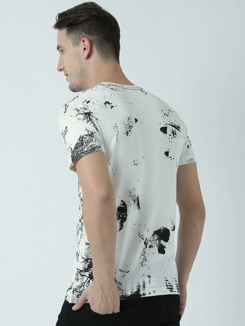 Men White Regular Fit Printed T Shirt
