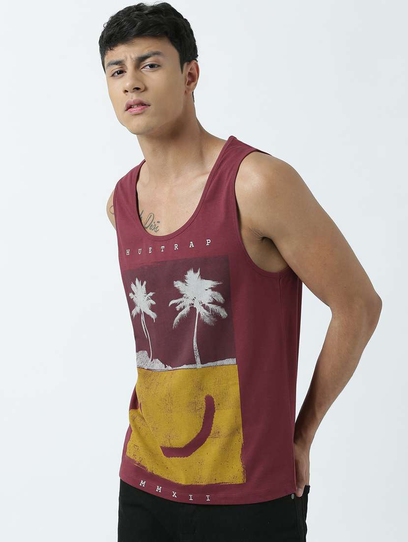 men printed sleeveless vest - 19650021 -  Standard Image - 1
