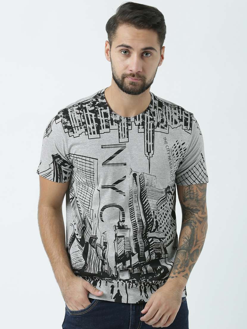 men front print short sleeve t-shirt