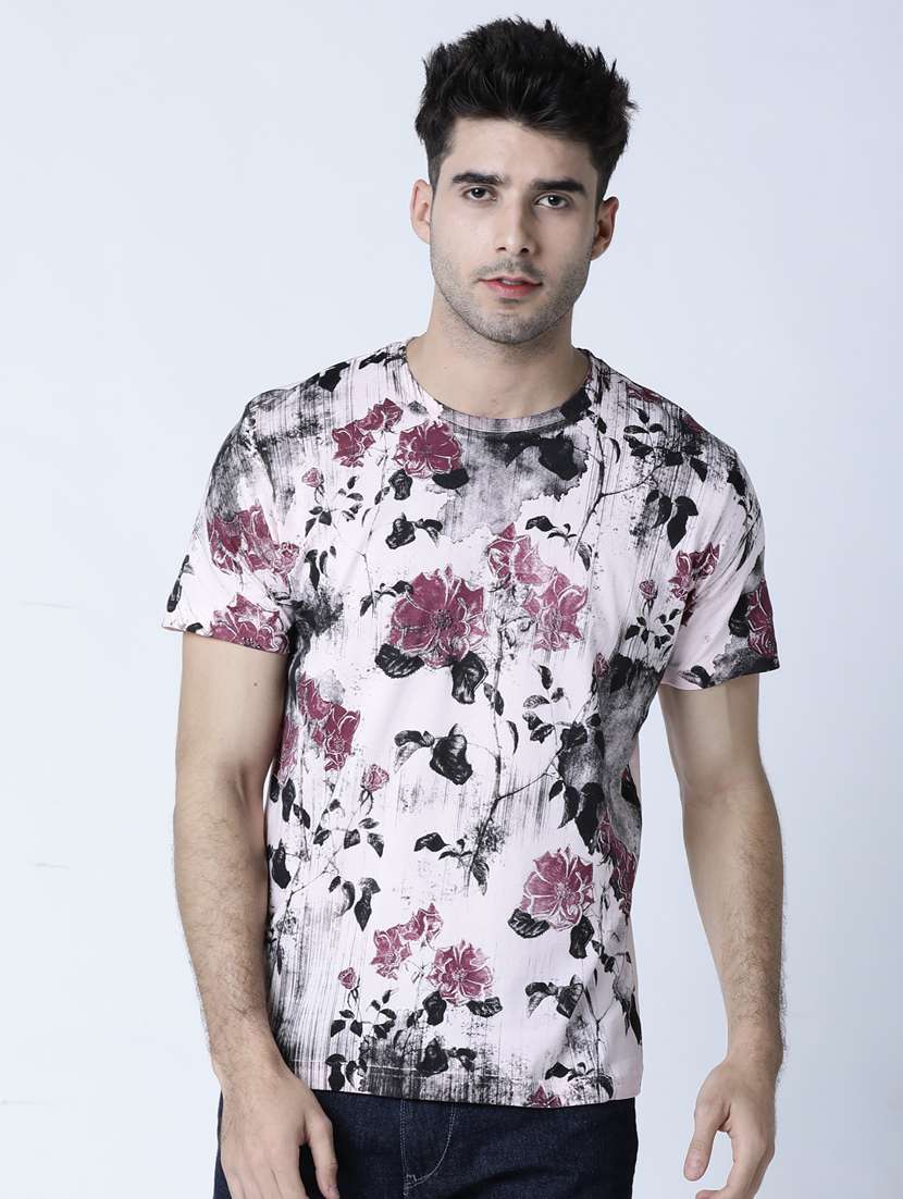 men front print short sleeve t-shirt