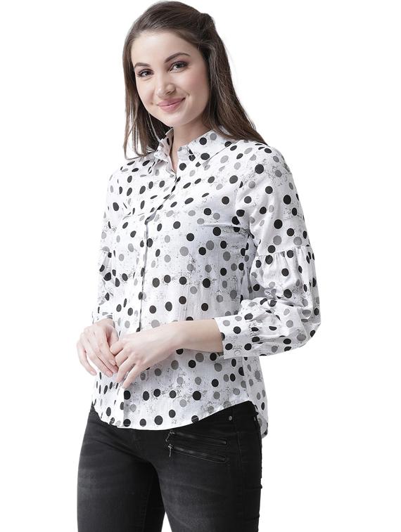white printed long sleeve shirt - 19650325 - Standard Image - 1