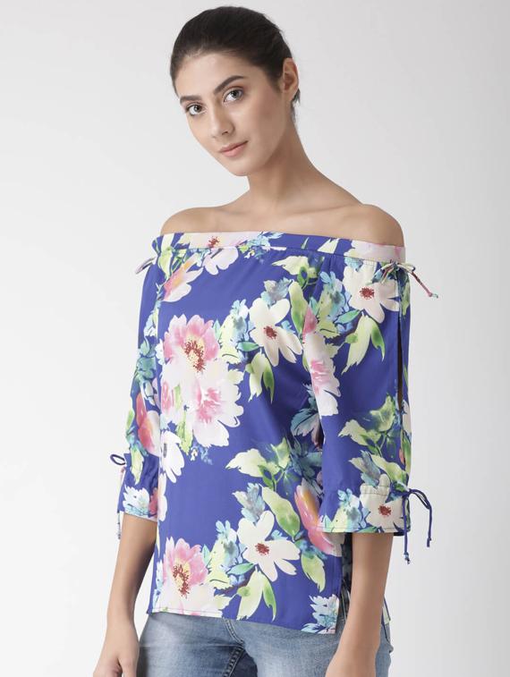 cold shoulder printed regular top - 19650705 -  Standard Image - 1