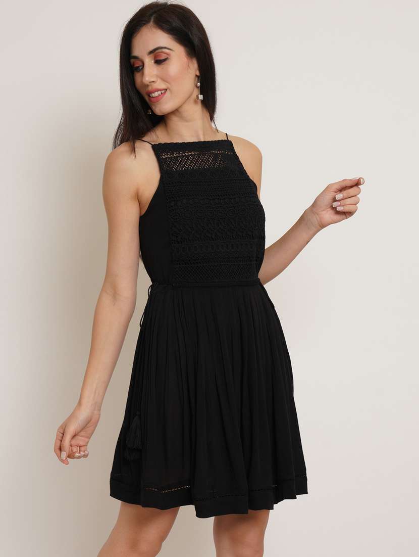 women's fit & flare solid dress - 19650742 -  Standard Image - 1