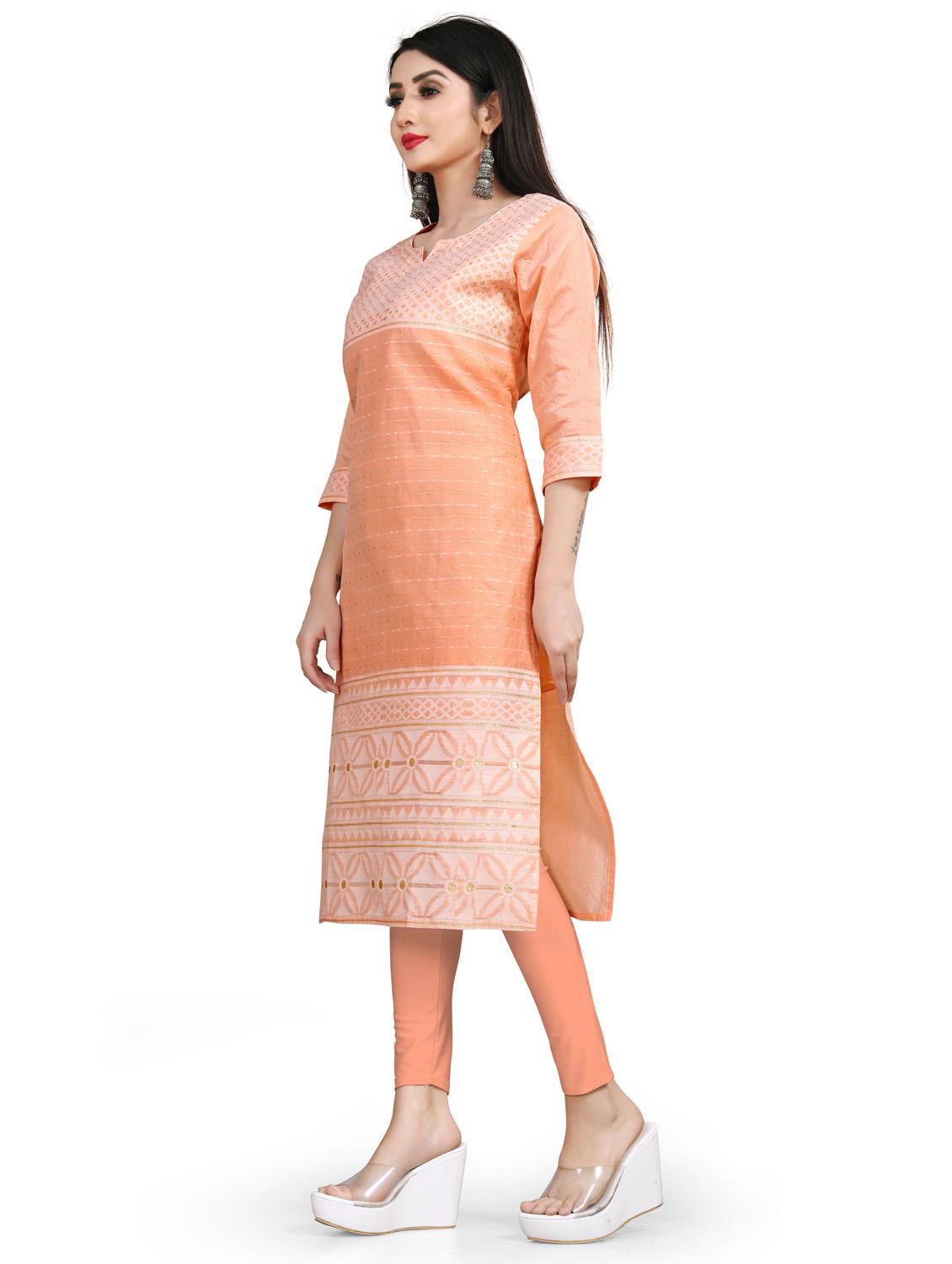 jacquard work straight kurta - 19656072 -  Standard Image - 1