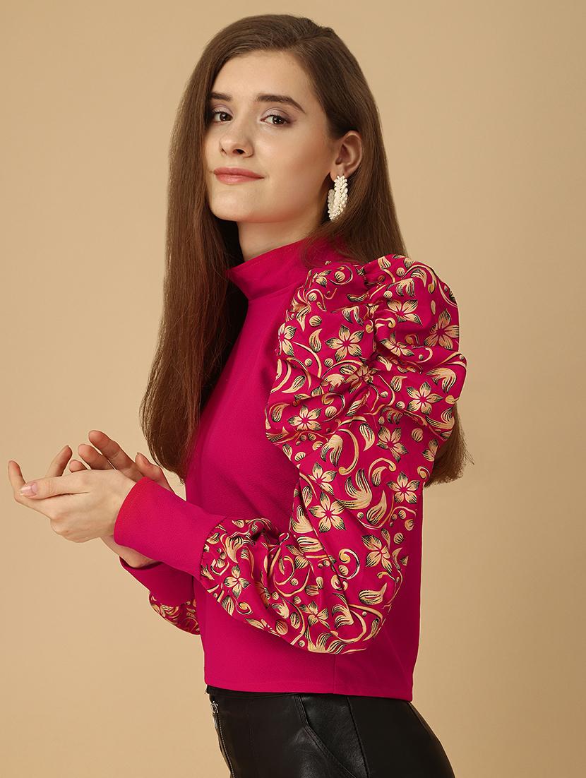 bouffant sleeve floral print regular top - 19656347 - Standard Image - 1