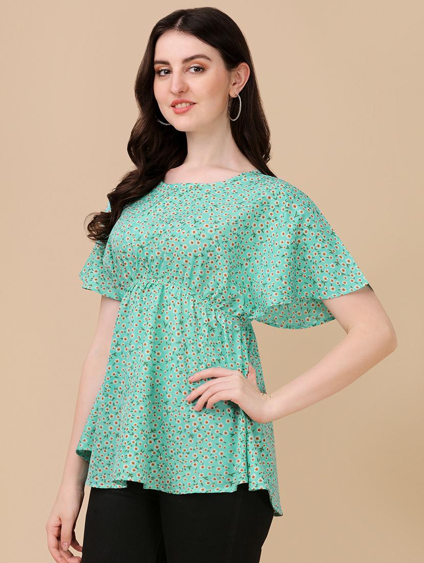 batwing sleeves printed peplum top - 19656502 -  Standard Image - 1
