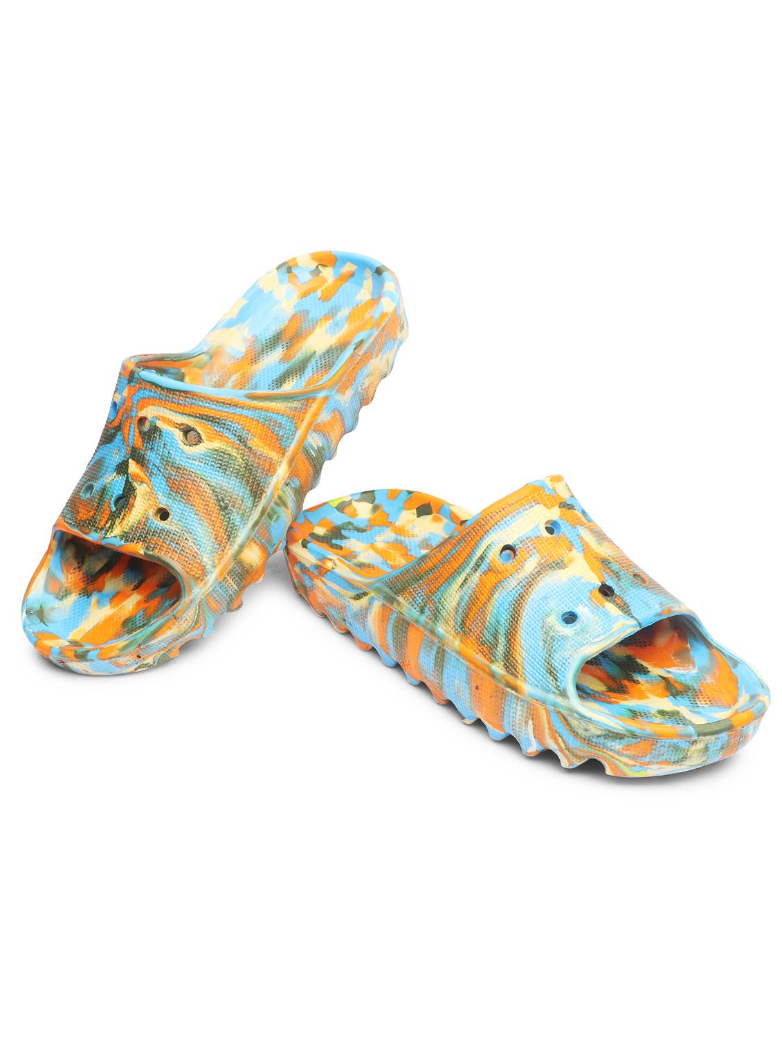 blue color block slip on flip flop - 19656758 - Standard Image - 4