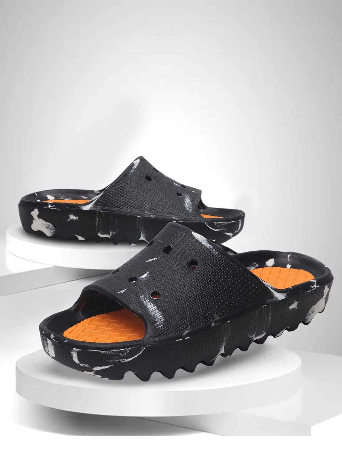 orange color block slip on flip flop - 19656766 - Standard Image - 4