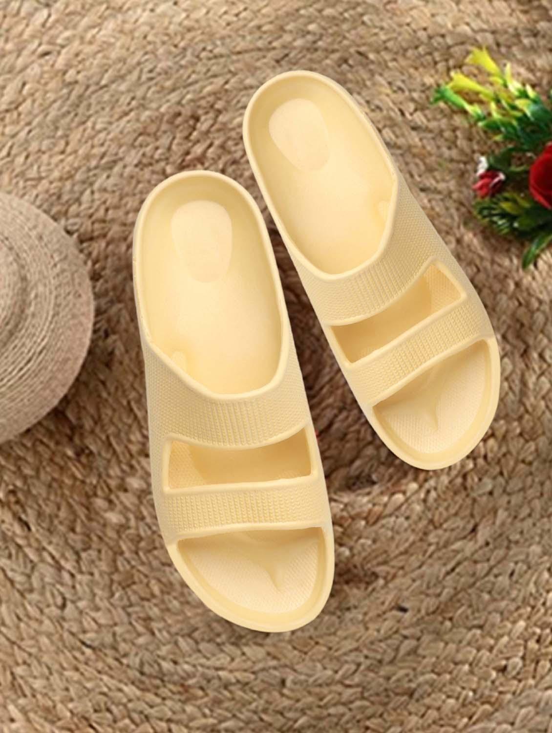 beige solid slip on flip flop - 19656768 - Standard Image - 4