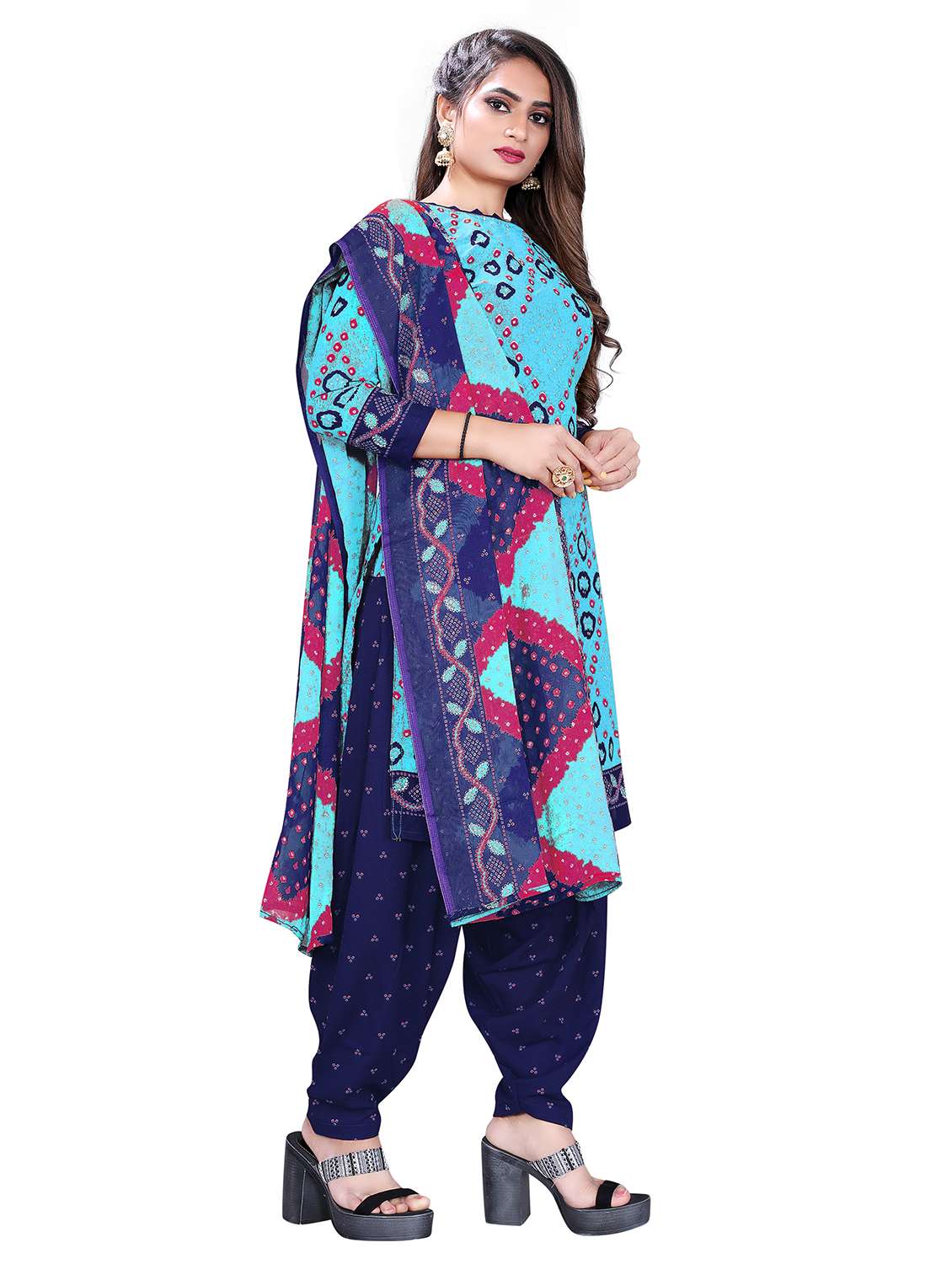 printed unstitched patiyala suit set - 19656780 -  Standard Image - 1