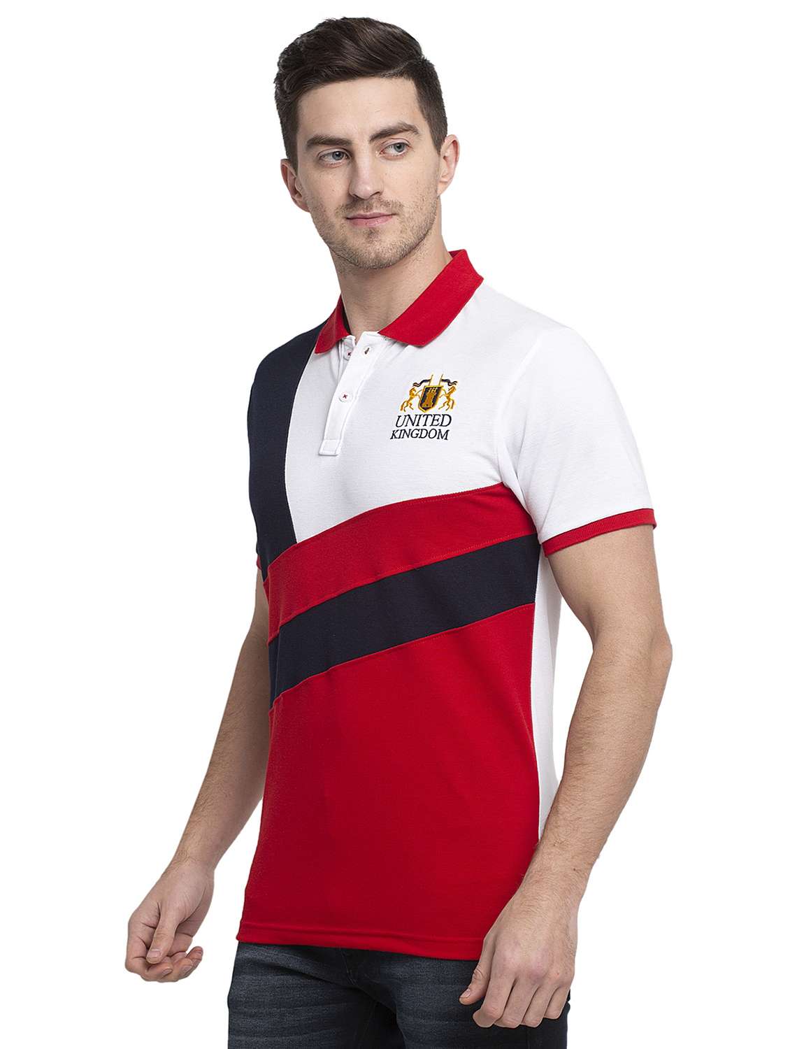 color block cotton polo t-shirt - 19656794 - Standard Image - 1