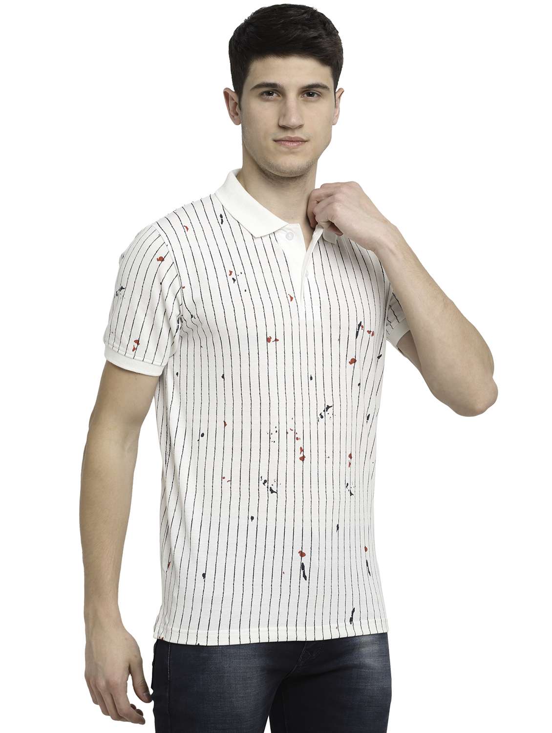 polo neck striped regular t-shirt  - 19656837 -  Standard Image - 1