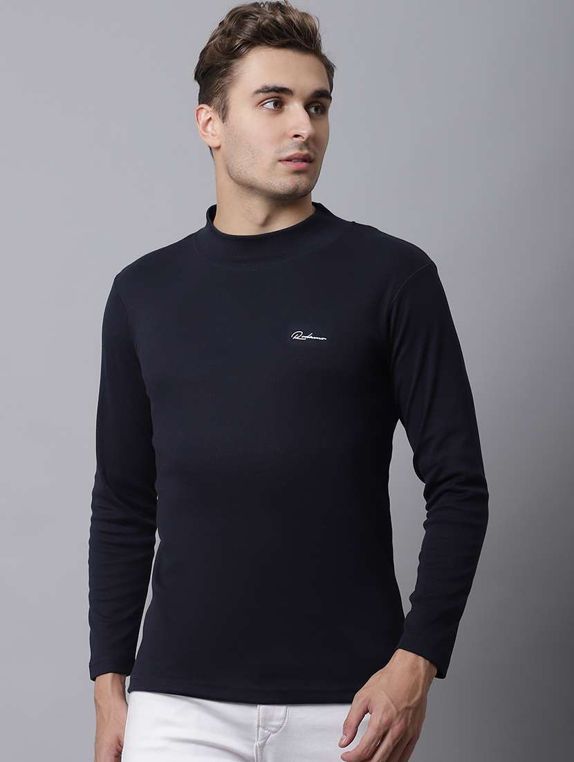 men high neck solid slim fit t-shirt - 19656945 -  Standard Image - 1