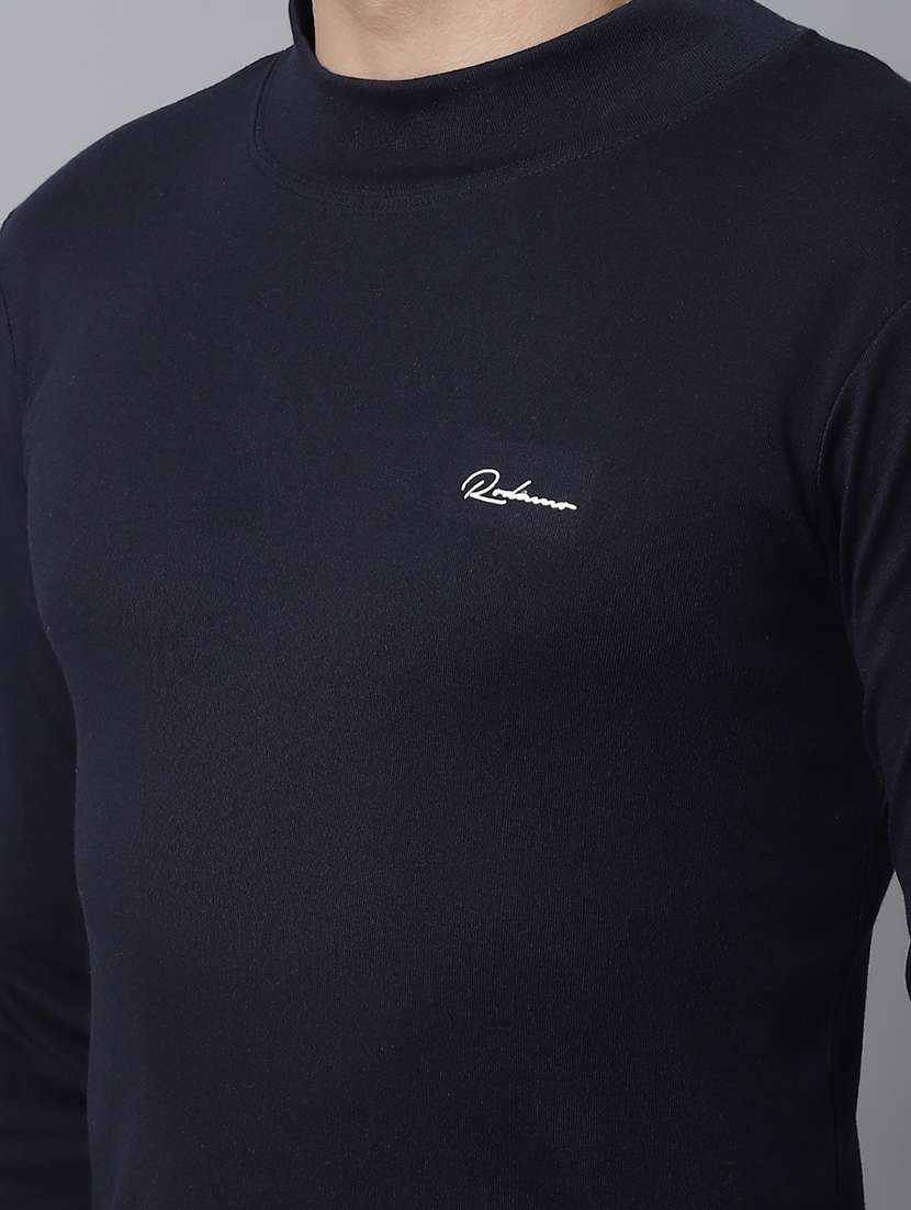 men high neck solid slim fit t-shirt - 19656945 -  Standard Image - 4