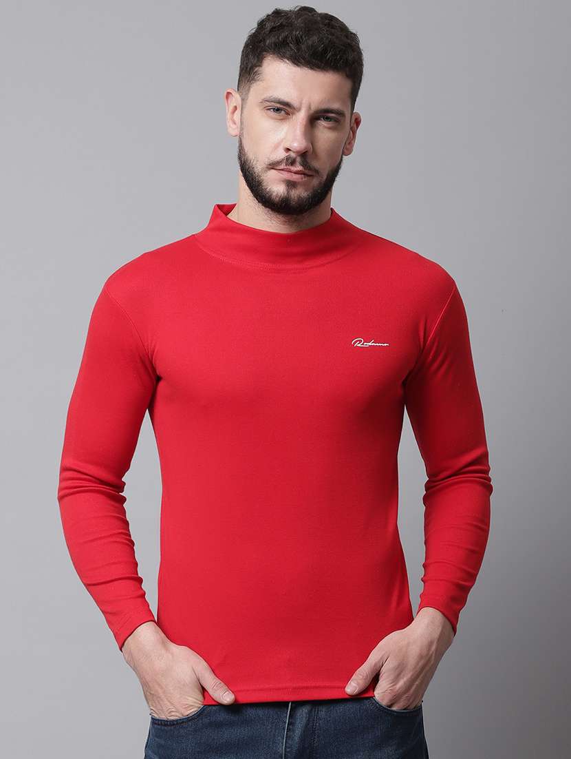 high neck solid regular t-shirt
