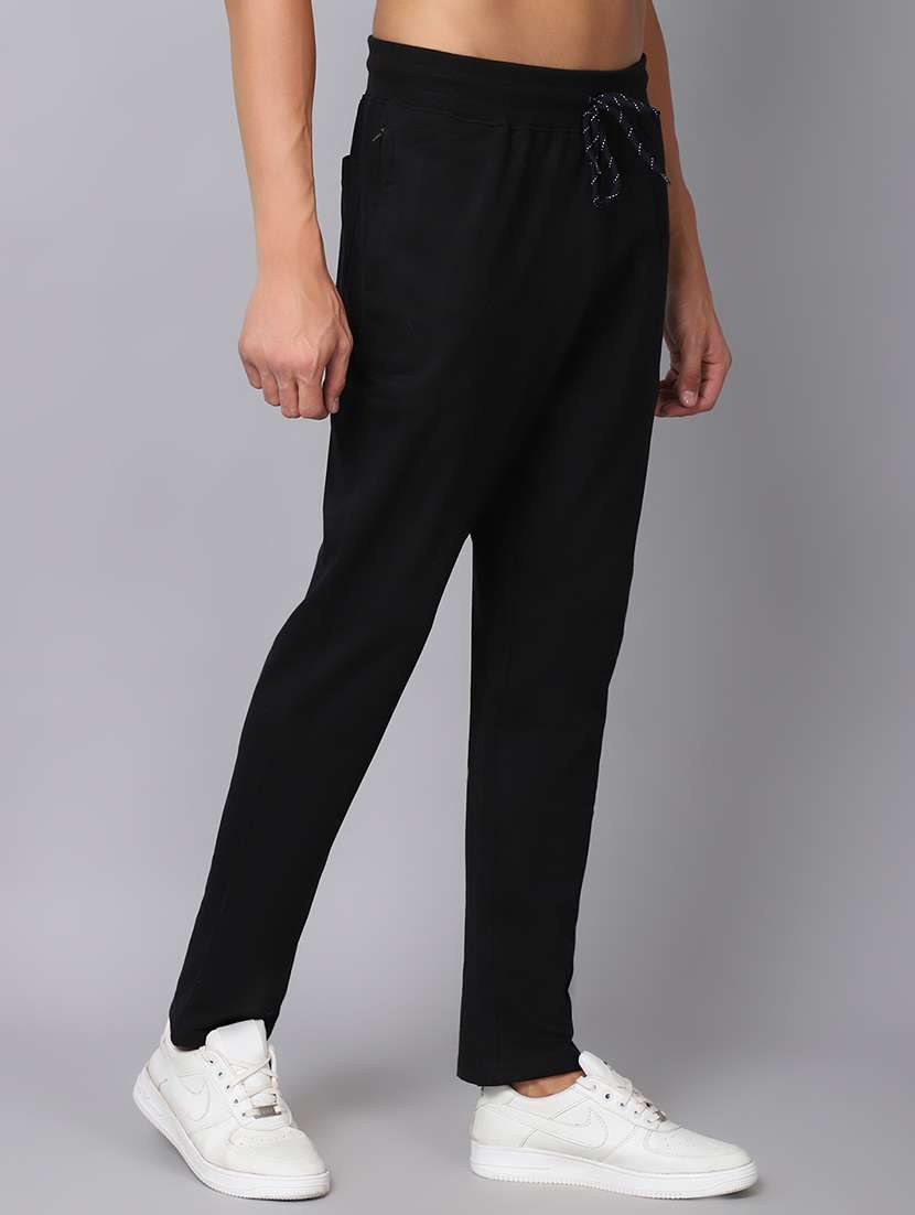 black solid track pant - 19657007 -  Standard Image - 1