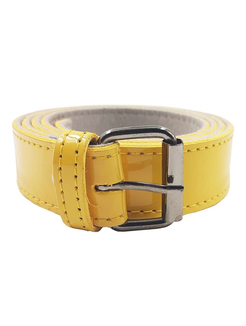 exotique yellow casual faux leather belt for women 