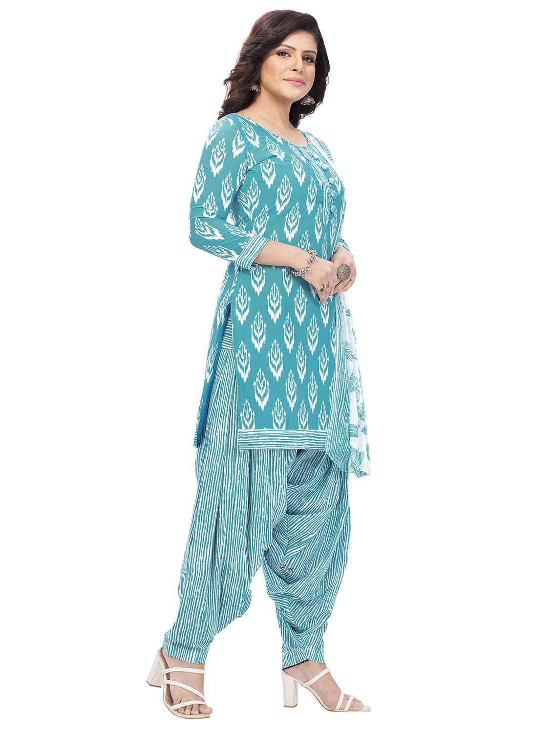 printed unstitched patiyala suit set - 19657099 -  Standard Image - 1