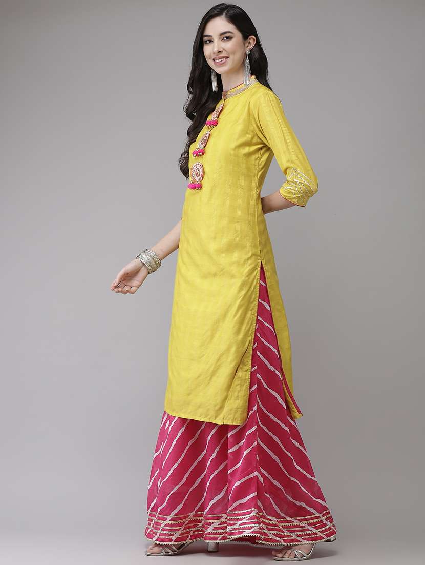 leheriya kurta skirt dupatta set - 19657313 - Standard Image - 1