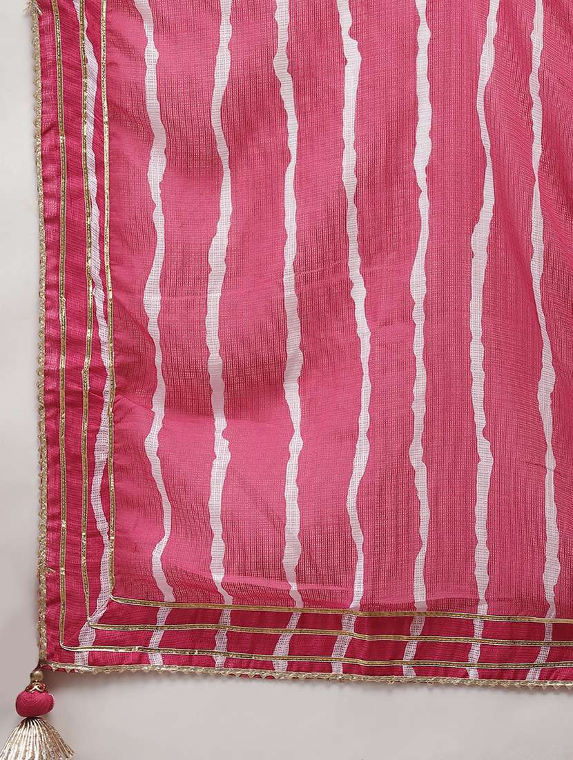 leheriya kurta skirt dupatta set - 19657313 - Standard Image - 4