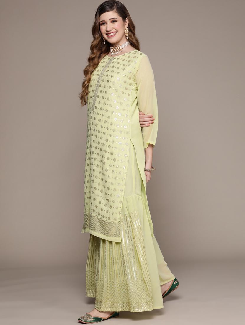 round neck kurta dupatta set - 19657318 -  Standard Image - 1