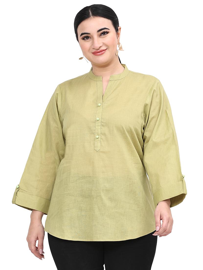 women's straight mandarin neck top - 19660255 - Zoom Image - 0