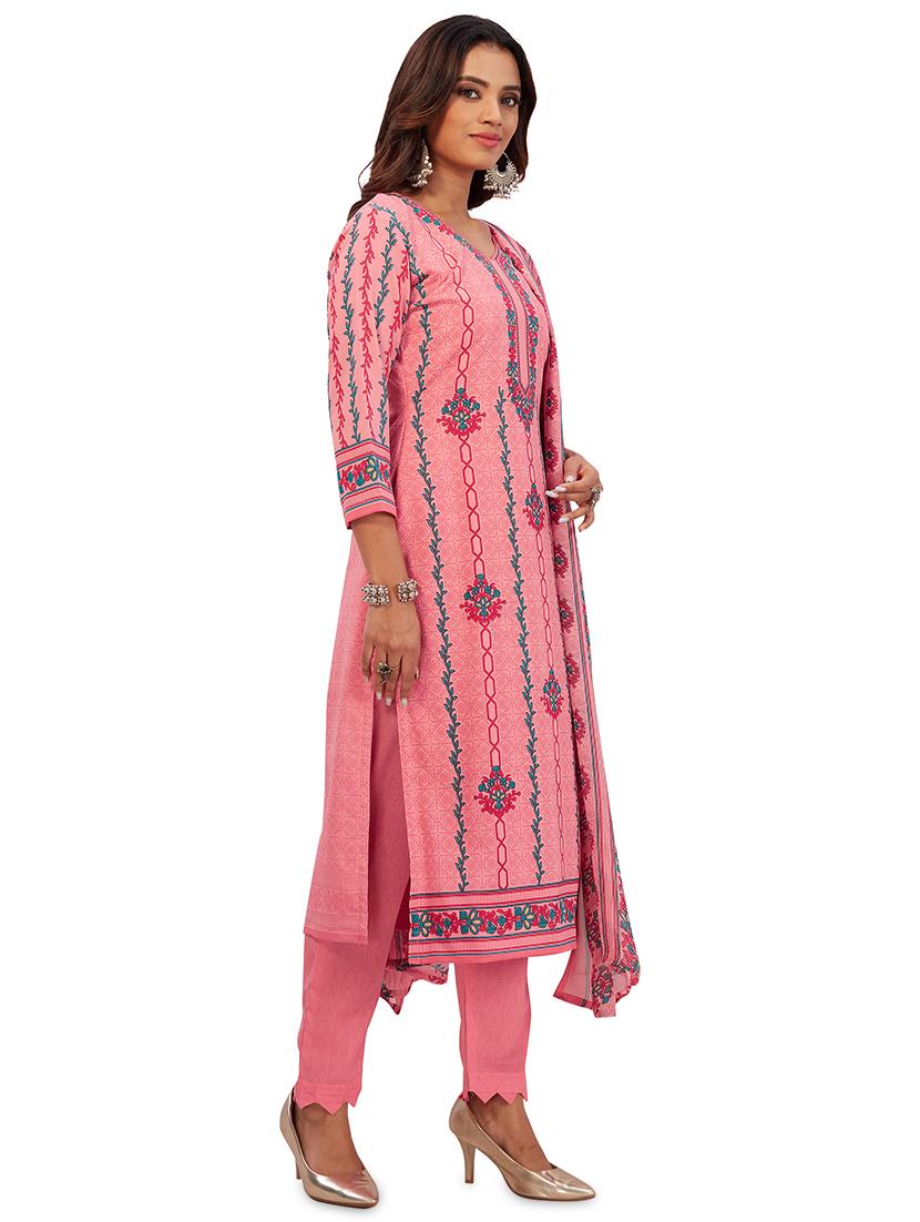 pink printed unstitched suit set - 19660432 -  Standard Image - 1