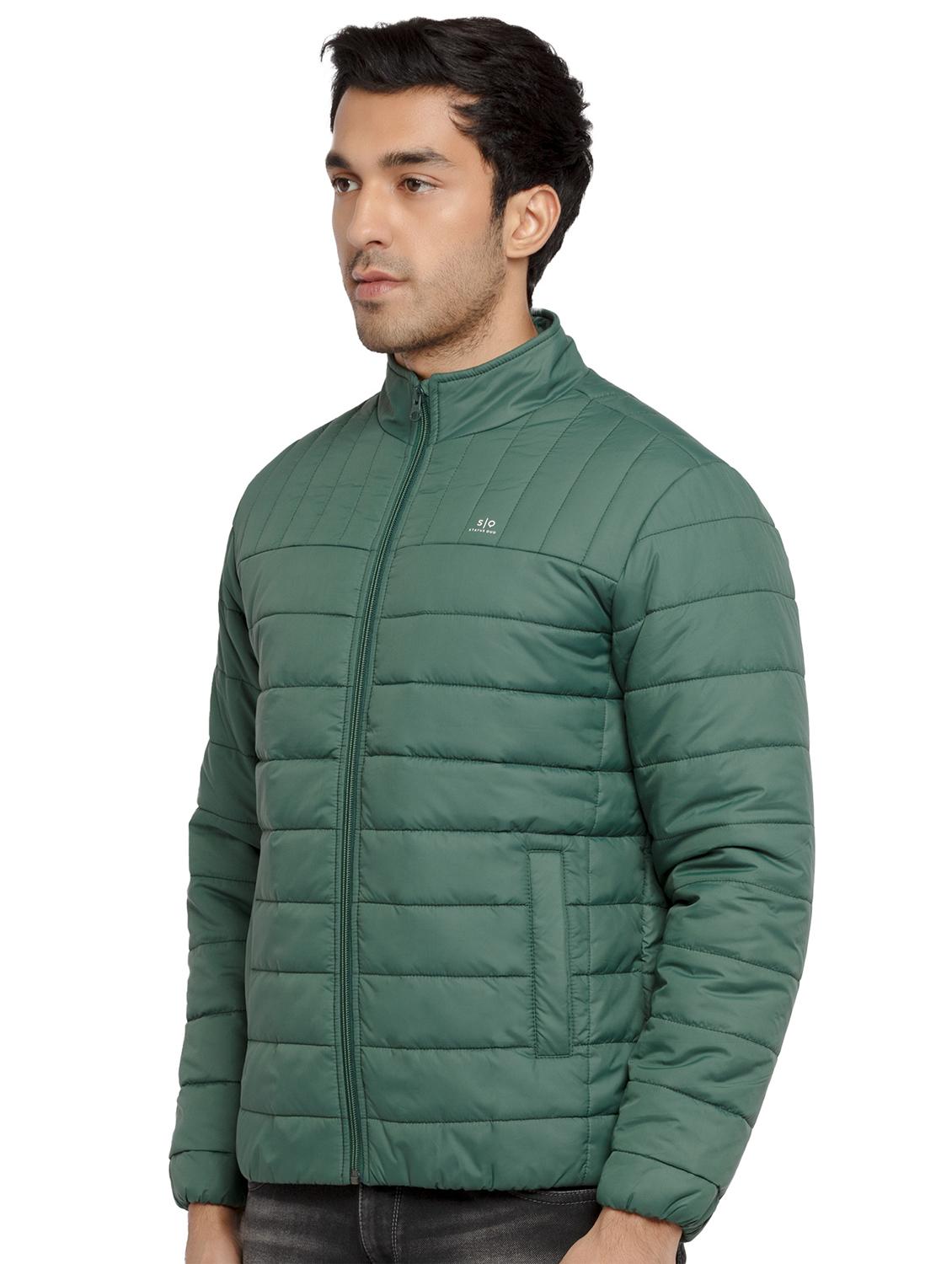 stand collar solid quilted jacket - 19660567 - Standard Image - 1