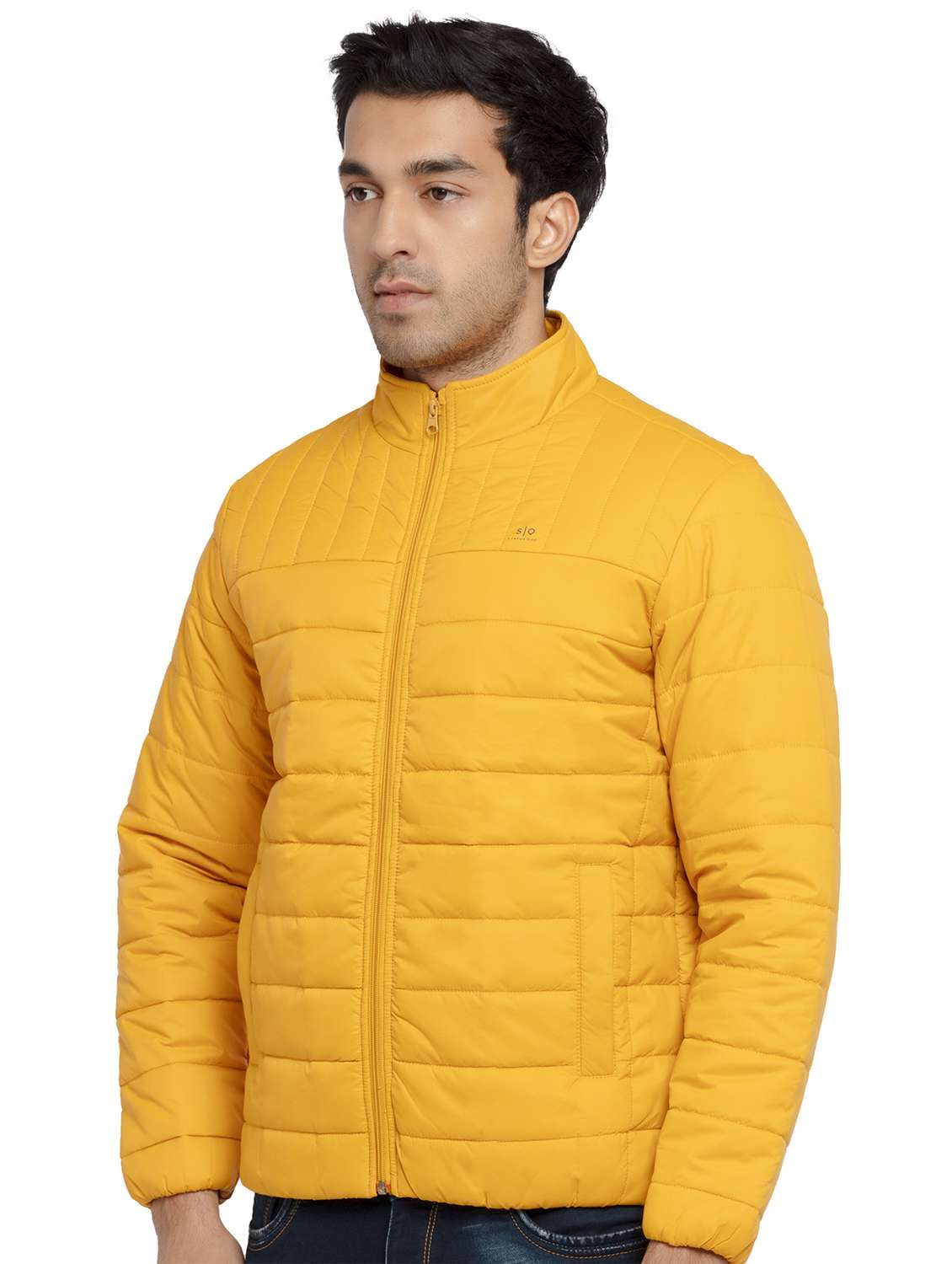 stand collar solid quilted jacket - 19660569 -  Standard Image - 1
