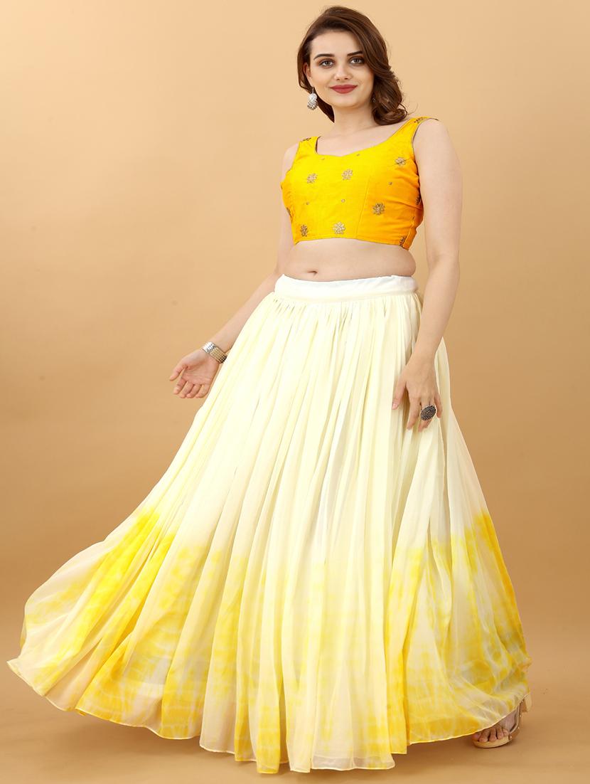 yellow shibori a-line lehenga - 19660610 - Standard Image - 1