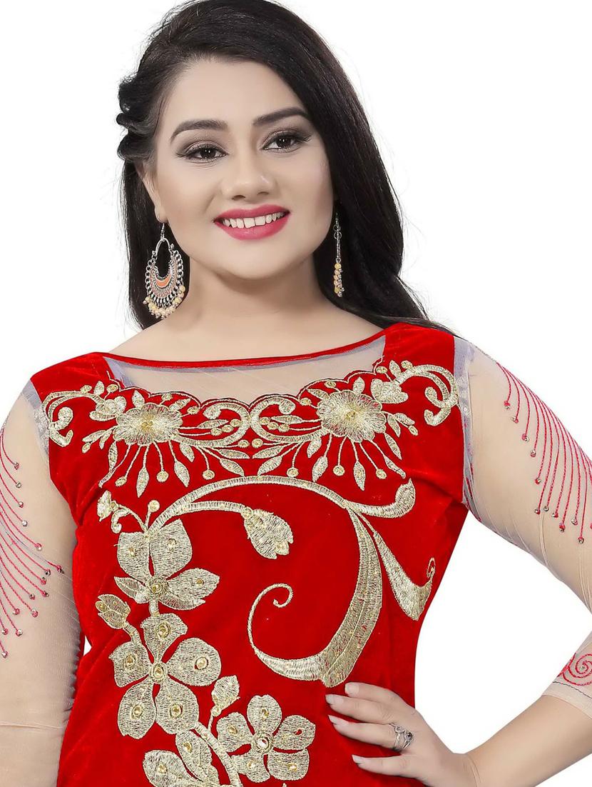 embroidered flared semi-stitched lehenga - 19661033 - Standard Image - 4
