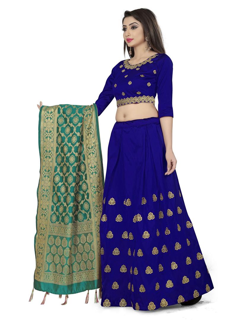 embroidered flared semi-stitched lehenga - 19661052 -  Standard Image - 1