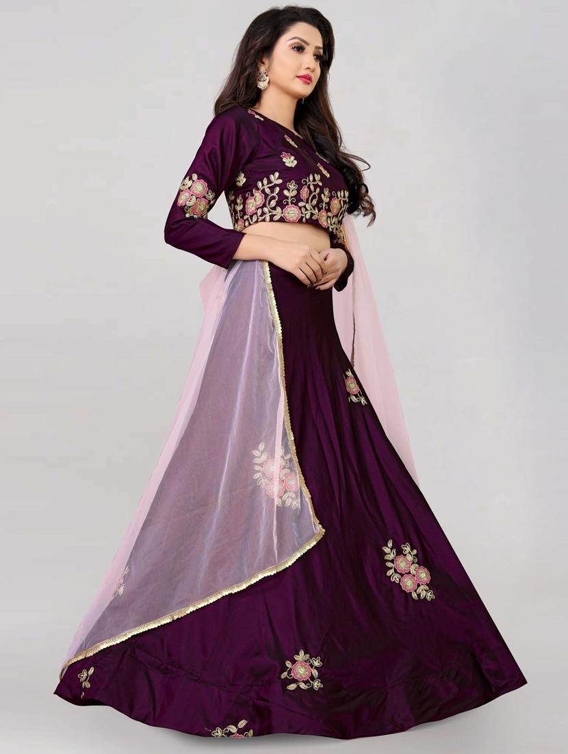 embroidered flared semi-stitched lehenga - 19661204 -  Standard Image - 1