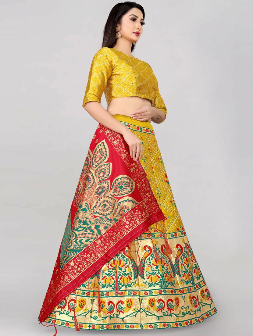 self designed flared semi-stitched lehenga - 19661440 - Standard Image - 1