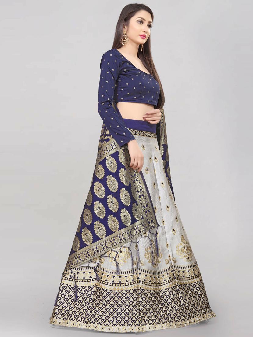 self design flared semi stitched lehenga - 19661609 -  Standard Image - 1