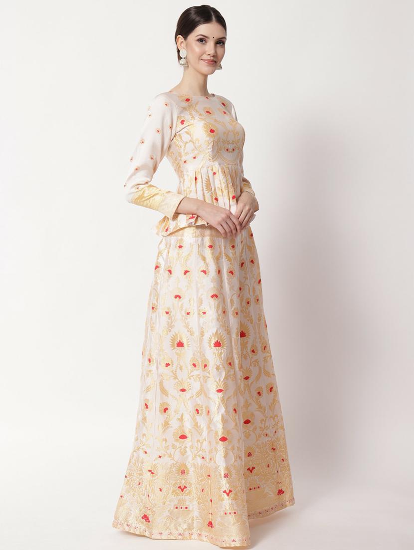 banarasi self designed flared semi-stitched lehenga - 19661650 - Standard Image - 1