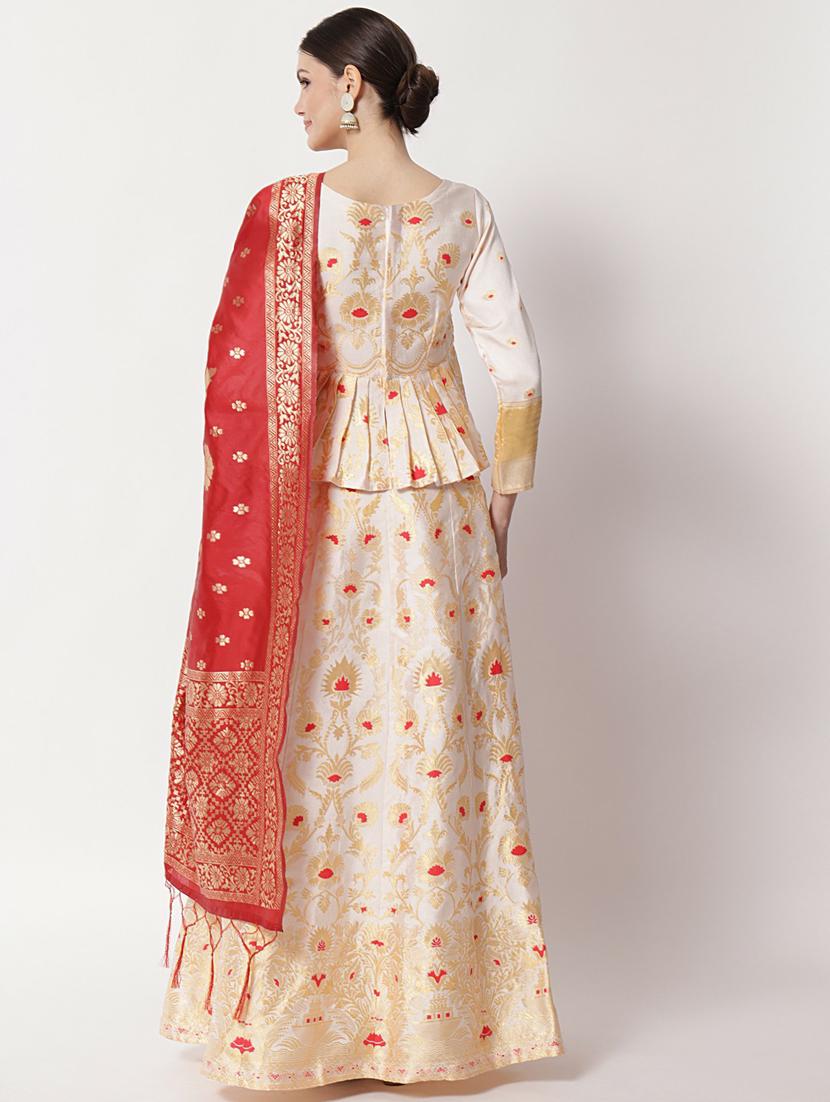 banarasi self designed flared semi-stitched lehenga - 19661650 - Standard Image - 4