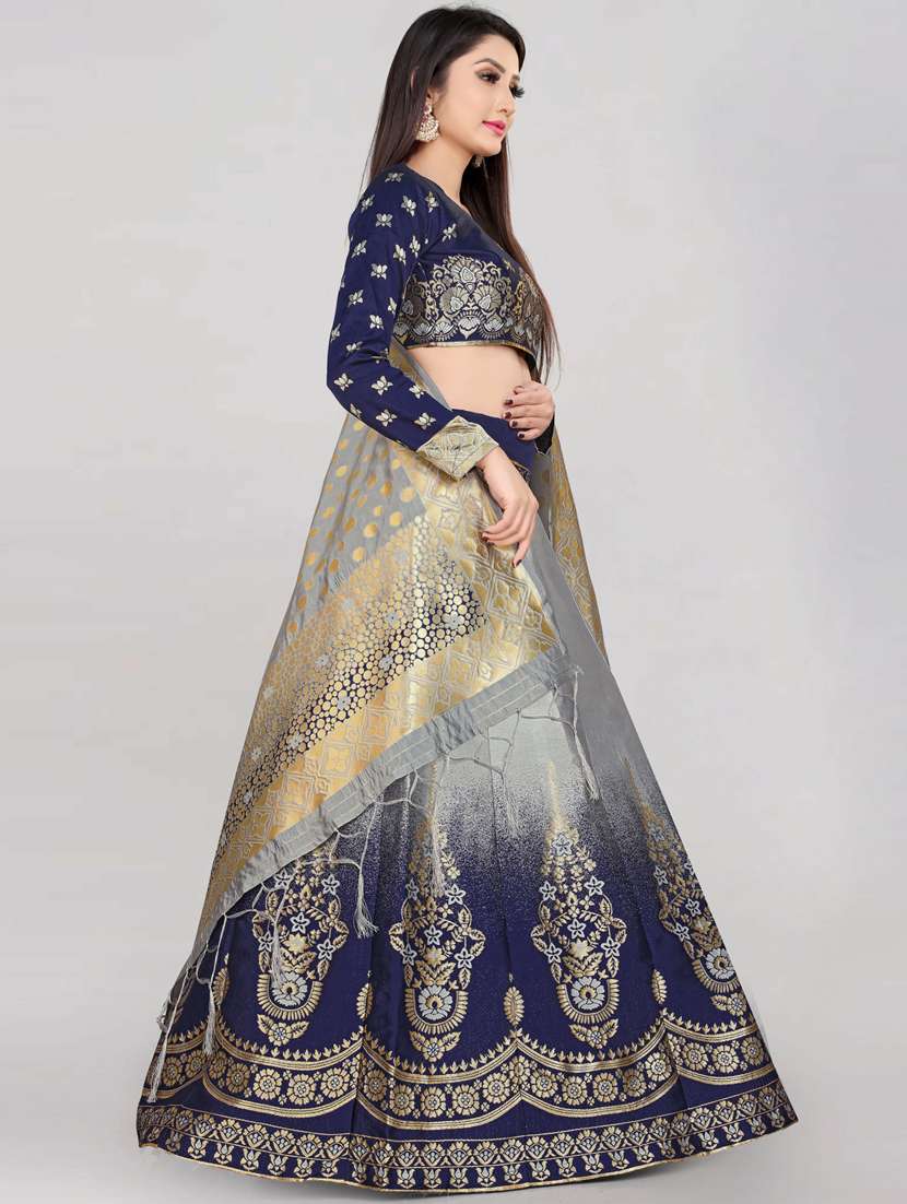 self design flared semi stitched lehenga - 19661672 -  Standard Image - 1