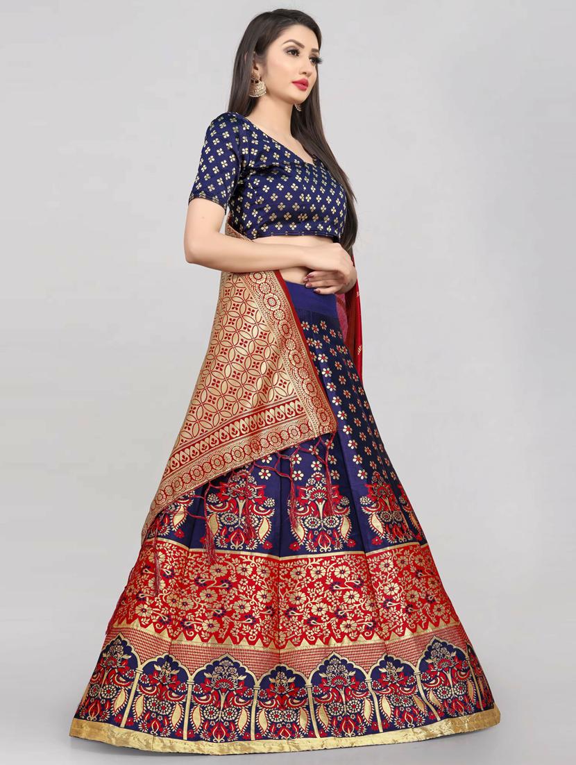 self design flared semi stitched lehenga - 19661705 - Standard Image - 1