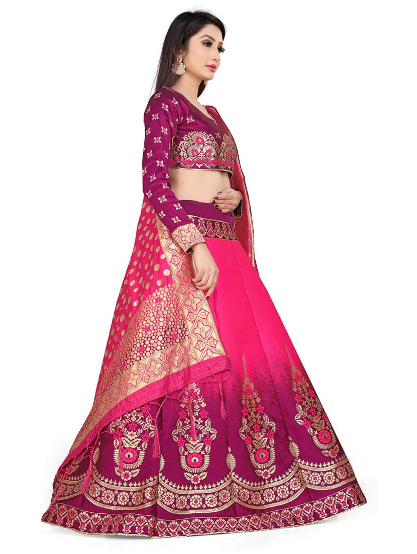 brocade self designed flared semi-stitched lehenga - 19661715 -  Standard Image - 1