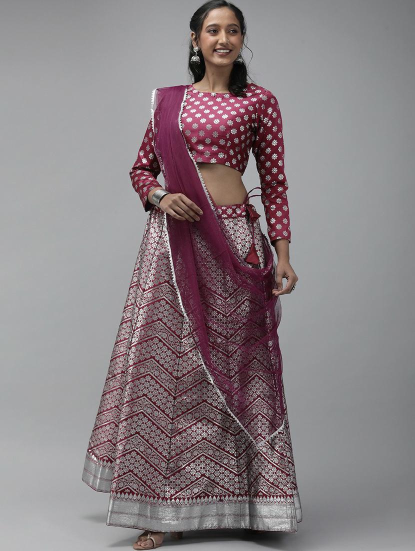 brocade self designed flared semi-stitched lehenga - 19661724 - Standard Image - 1