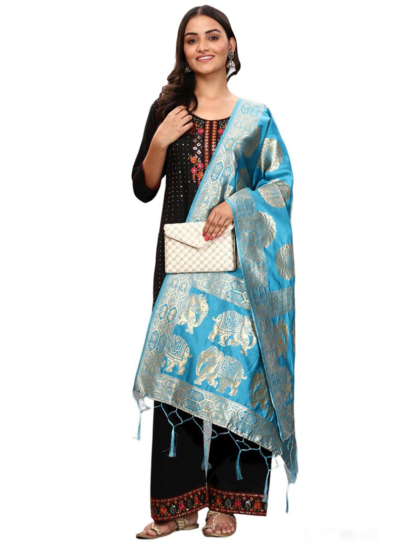 green jaquard dupatta - 19661780 -  Standard Image - 1