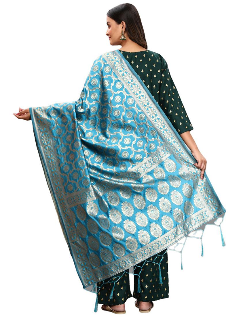 green jaquard dupatta - 19661784 -  Standard Image - 1