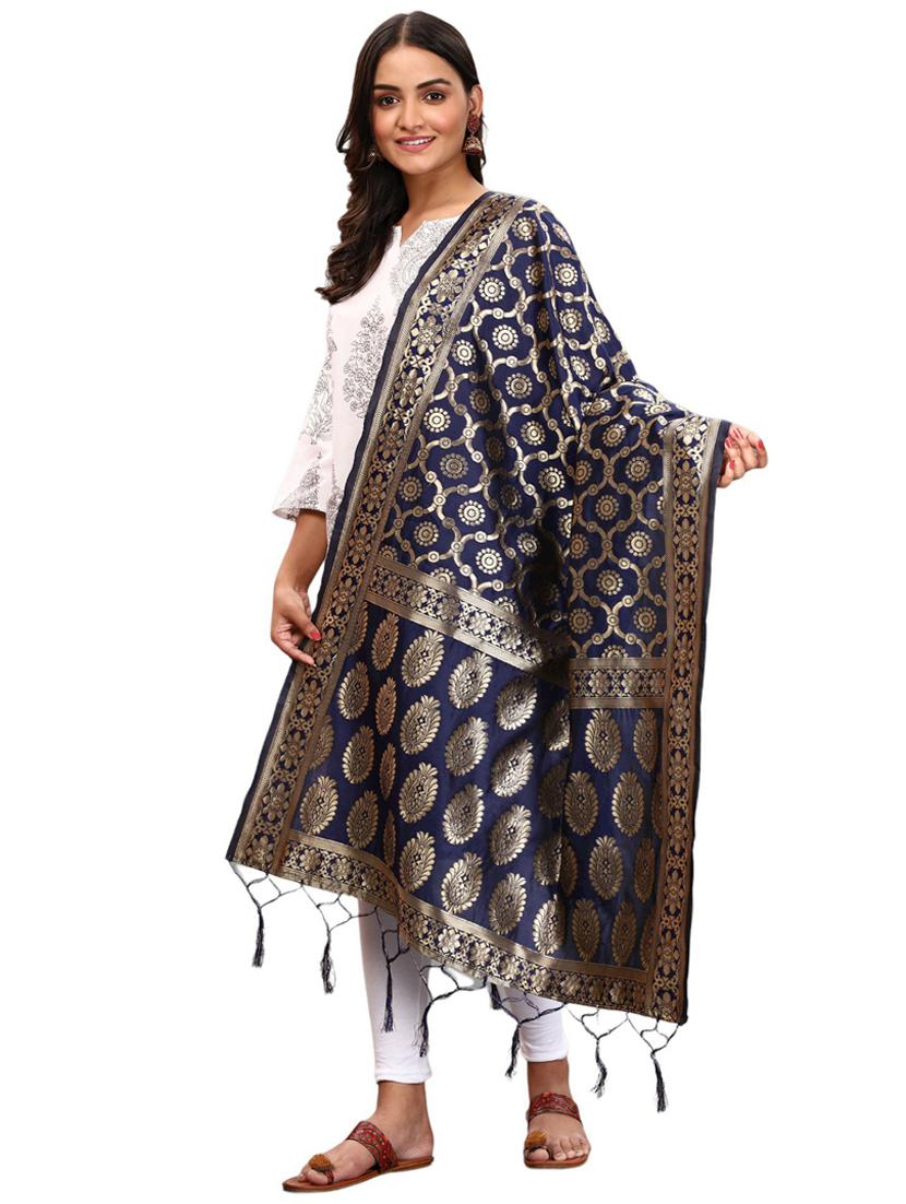 blue jaquard dupatta - 19661802 -  Standard Image - 1