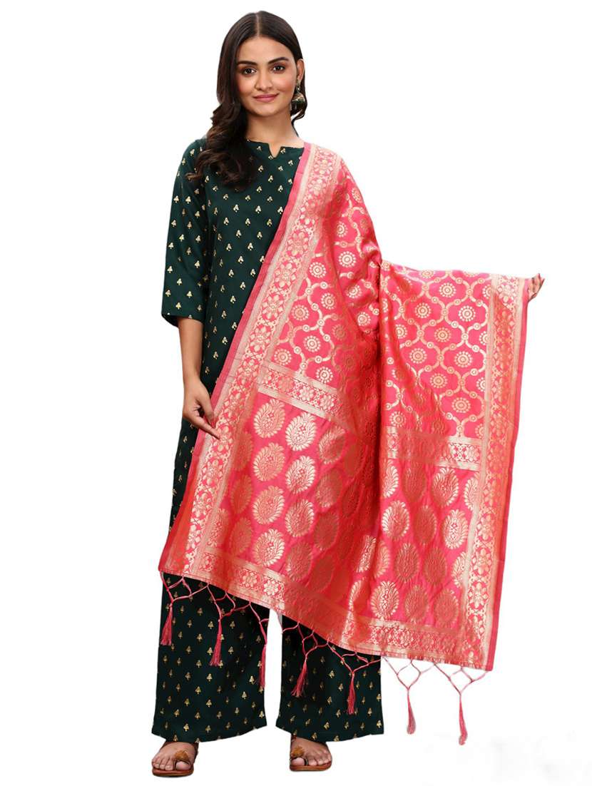 red jaquard dupatta - 19661822 -  Standard Image - 1